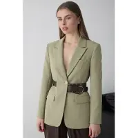 Trendyol TRENDYOLMİLLA Dames Kaki Effen Lang Getailleerd Blazers