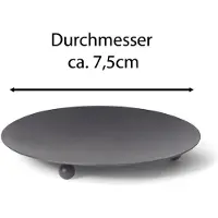 Novaliv Set van 8 kaarsenborden 3 voet ZWART 7,5 cm kaarsenhouder voor pilaarkaarsen waxinelichten kaarsenhouder decoratief bord ronde tafeldecoratie kaarsenspeld metaal Adventskrans kaarsenhouder