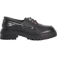 Dune London Dames-bootschoenen van Venetiaans leer met vetersluiting (Zwart)