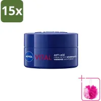 Nivea 15 x - Nachtcrème - VITAL Anti-Rimpel Herstellend - Voor rijpe huid - Met Vitamine F, Teunisbloemolie & Calcium - 50 ml - Bulkverpakking - Nachtcrème - Douchemop - Anti-rimpel