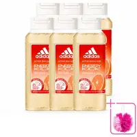 Adidas 6 x – Douchegel – Active Skin & Mind Energy Kick – 250 ml - Bulkverpakking - Energie - Douchemop - Sport