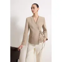 Trendyol TRENDYOLMİLLA Dames Beige Effen Lang Getailleerd Blazers