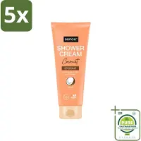 Sence 5 x - Coconut - Douchecrème - Verzorgend - 200 ml - Grootverpakking - Vaatwasstrips - Douchecrème Kokos - Kokos Geur - Huid Verzorging - Droge Huid - Gevoelige Huid
