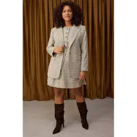 Trendyol Dames Bruin Geruit Lang Regular fit Grote maten Blazers