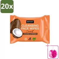 Sence 20 x - Coconut - Gezichtsreinigingsdoekjes - Verzorgend - 20 Doekjes - Bulkverpakking - Gezichtsreinigingsdoekjes - Douchemop - Kokos