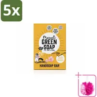 Marcel's Green Soap 5 x - Handzeep Bar - Vanille & Cherry Blossom - Krachtige werking - 90 gr - Bulkverpakking - Handzeep bar - Douchemop - Plasticvrije handzeep