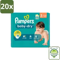 Pampers 20 x – Luiers – Baby-Dry Maat 3 (6-10 kg) – 34 Luiers - Grootverpakking - Vaatwasstrips - Babyluier - Babydouche - Droge Luier - Luier Voor Baby - Luier 3 Kg