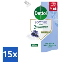 Dettol 15 x - Handzeep Navulling - Soothe - Lavendel & Vioolbloesem - 500 ml - Voordeelverpakking - 15 stuks
