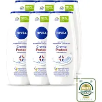 Nivea 6 x - Douchegel - Crème Protect & Dexpantenol - Unieke Crème Geur - 250 ml - Wasstrips - Douchegel - Huidverzorging - Vitamine C - Vitamine E - Dexpanthenol