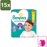 Pampers 15 x – Luiers – Active Baby Maat 6 – 32 Luiers - Bulkverpakking - Baby luiers - Douchemop - Bescherming tegen doorlekken