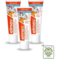 Elmex 3 x - Tandpasta - Peuter - Anti Cariës - 0% Dye - 75 ml - Wasstrips - Tandpasta Voor Peuters - Anti Cariës Tandpasta - Aminfluoride Tandpasta - Tandpasta Voor Melktanden - Remineralisatie Tanden