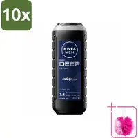 Nivea 10 x MEN - Douchegel - Deep Clean 3-in-1 - 500 ml - Bulkverpakking - Diepe reiniging - Douchemop - Microklei