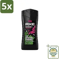 Axe 5 x - 3-in-1 Douchegel - Wild Bergamot & Pink Pepper - 100% Plantaardig - 250 ml - Wasstrips - Douchegel - 3-in-1 - Lichaam - Gezicht - Haar