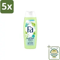 Fa 5 x – Douchegel – Yoghurt Aloe Vera – 250 ml - Wasstrips - Douchegel Yoghurt Aloë Vera - Milde Reiniging - Hydraterende Douchegel - Verzorgende Douchegel - Gevoelige Huid