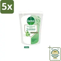 Dettol 5 x - Wasgel Navulling - Hydrate - Aloë Vera & Bamboe - 250 ml - Wasstrips - Handzeep - Wasgel - Hygiëne - Antibacterieel - Handen Reinigen
