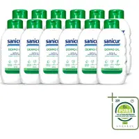 Sanicur 12 x – Bad & Douchegel – Dermo-Oil – 300 ml - Grootverpakking - Vaatwasstrips - Bad En Douchegel - Droge Huid - Gevoelige Huid - Voedende Badgels - Huidbarrière