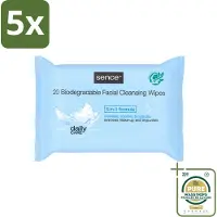 Sence 5 x - Normale Huid - Gezichtsreinigingsdoekjes - Mild Reinigend - 20 Doekjes - Wasstrips - Gezichtsreinigingsdoekjes - Normale Huid - Reinigingsdoekje - Make-up Verwijderen - Huid Reinigen