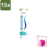 Sensodyne 15 x – Tandpasta – Deep Clean Gel – 75 ml - Bulkverpakking - Gevoelige tanden - Douchemop - Tandgevoeligheid