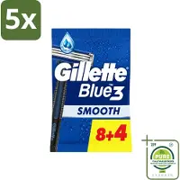 Gillette 5 x - Blue III Smooth - Wegwerpscheermesjes - Comfort en bescherming - 12 Scheermesjes - Grootverpakking - Vaatwasstrips - Scheermes - Scheermesje - Scheerbeurt - Scheerhandvat - Scheerhoofd