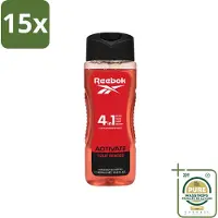 Reebok 15 x - Activate Your Senses - Douchegel - 4 in 1 - 400 ml - Wasstrips - Douchegel 4 In 1 - Douchegeur - Scheerschuim - Lichaam Verzorging - Gezicht Verzorging