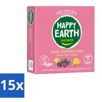Happy Earth 15 x – Shower Bar – 100% Natuurlijk Lavender Ylang – 90 g - Voordeelverpakking - 15 stuks