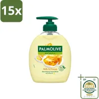 Palmolive 15 x – Handzeep – Melk & Honing – 300 ml - Wasstrips - Handzeep - Melk En Honing - Voedende Handzeep - Natuurlijke Handzeep - Crème Handzeep