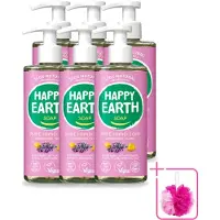 Happy Earth 6 x – Handzeep – 100% Natuurlijk Lavender Ylang – 300 ml - Bulkverpakking - Natuurlijke handzeep - Douchemop - Vegan handzeep