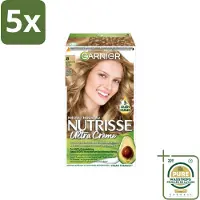 Garnier 5 x - Nutrisse Ultra Crème 8 - Haarkleuring - Lichtblond - Intens Voedend - Permanente Kleur - Wasstrips - Haarkleur - Haarverf - Lichtblond - Voedend Haar - Permanente Kleur