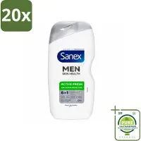 Sanex 20 x – Douchegel – Men Active Fresh – 400 ml - Grootverpakking - Vaatwasstrips - Douchegel Voor Mannen - Frisheid - Geurcontrole - Huidverzorging - Scheergel