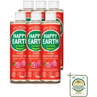 Happy Earth 6 x – Douchegel – 100% Natuurlijk Floral Patchouli – 300 ml - Wasstrips - Douchegel - Natuurlijke Douchegel - Vegan Douchegel - Patchouli Douchegel - Bloemige Douchegel