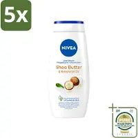 Nivea 5 x - Douchegel - Shea Butter & Botanical Oil - 250 ml - Wasstrips - Douchegel - Shea Butter - Natuurlijke Olie - Huidverzorging - PH-huidneutraal