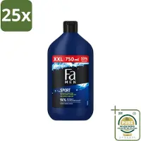 Fa 25 x Men - Sport - Douchegel - Groene Citrus - 750 ml - Wasstrips - Douchegel Voor Mannen - Sport Douchegel - Groene Citrus Geur - Verfrissende Douchegel - Dagelijks Gebruik