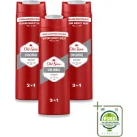 Old Spice 3 x - Original - Douchegel 3-in-1 - Reinigt, Verfrist & Verzorgt - 400 ml - Grootverpakking - Vaatwasstrips - Douchegel - Reinigen - Verfrissen - Verzorgen - Lichaam