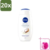 Nivea 20 x - Huid Beschermende Douchecreme - Kokosnoot - 250 ml - Bulkverpakking - Douchecrème - Douchemop - Kokosnoot