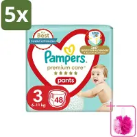 Pampers 5 x – Luierbroekjes – Premium Care Pants Maat 3 – 48 Luiers - Bulkverpakking - Luier - Douchemop - Luierbroek