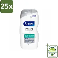 Sanex 25 x – Douchegel – Men Sensitive – 400 ml - Grootverpakking - Vaatwasstrips - Gevoelige Mannenhuid - Douchegel - Scheergel - Lichaamsschoonheid - Gezichtsverzorging