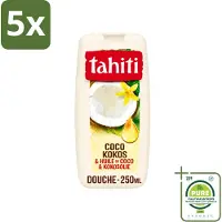 Tahiti 5 x - Douchegel - Kokos & Kokosolie - Hydraterend - 250 ml - Grootverpakking - Vaatwasstrips - Douchegel Kokos - Kokosolie Douchegel - Hydraterende Douchegel - Kokos Geur - Douchegel Tropisch