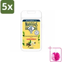 Le Petit Marseillais 5 x – Douchecrème – Lait de Vanille Bio – Extra zacht – 250 ml - Bulkverpakking - Douchecrème - Douchemop - Vanille