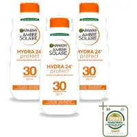 Garnier 3 x - Ambre Solaire - Hydraterende Zonnebrand Melk - SPF 30 - 200 ml - Wasstrips - Zonnescherm - Zonnebrandmelk - Hydraterende Zonnebrandmelk - SPF 30 - Zonbescherming