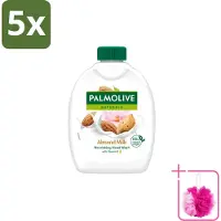 Palmolive 5 x - Amandelmelk - Handzeep Navulling - Zacht & Hydraterend - 300 ml - Bulkverpakking - Handzeep navulling - Douchemop - Melk en amandelextract