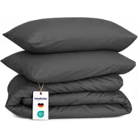 Komfortec Premium Dekbedovertrek 240x220 cm + 2x Kussensloop 80x80 cm - Geborsteld 100% Polyester Microvezel 90 g/m² - 3-Delige Superzachte Beddengoedset - Antracietgrijs