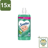 Soupline 15 x - Wasverzachter - Aloë Vera - 56 Wasbeurten - 1.3L - Wasstrips - Wasverzachter Aloë Vera - Frisse Geur - Zachte Kleding - 14 Dagen Frisheid - Natuurlijke Geur