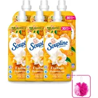 Soupline 6 x – Wasverzachter – Betoverend Mandarijn & Vanille – 1,28 L - Bulkverpakking - Wasverzachter - Douchemop - Wasverzachter mandarijn en vanille