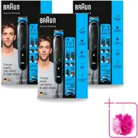 Braun 3 x - Trimset - 7-in-1 - 1 Trim Apparaat - 6 Opzetstukken - Bulkverpakking - Baard trimmer - Douchemop - Gezichtshaar trimmer