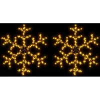 vidaXL Kerstfiguur sneeuwvlok met LED's 2 st 59x59 cm warmwit