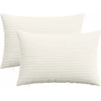 vidaXL Kussensloop 2 st HEERLEN Crèmekleurig 50 x 75 cm corduroy