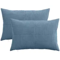 vidaXL Kussensloop 2 st ALMELO Blauw 50 x 70 cm corduroy