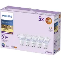 Philips GU10 LED spot | WarmGlow | 2200-2700K | Dimbaar | 3.8W (50W) | 5 stuks