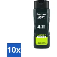 Reebok 10 x - Inspire Your Mind - Douchegel - 4 in 1 - 400 ml - Voordeelverpakking - 10 stuks