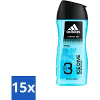 Adidas 15 x - 3-in-1 Douchegel - Ice Dive Refreshing - Marine Extract - 250 ml - Voordeelverpakking - 15 stuks